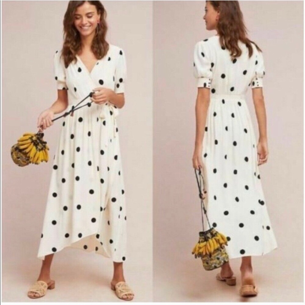 Maeve by Anthropologie Breanna PolkaDot Wrap Dress